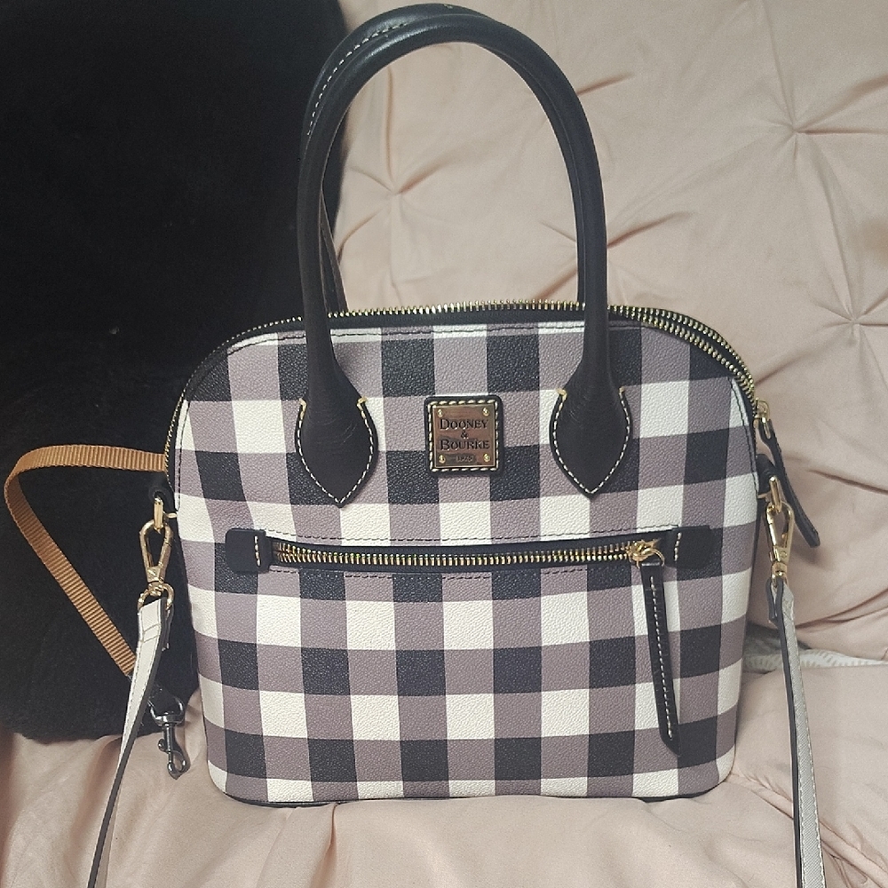 Dooney & Bourke Black and White Plaid Satchel